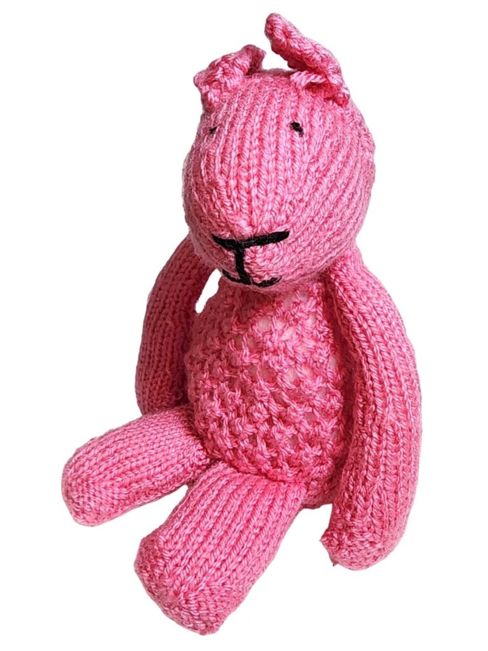 Handmade Crocheted Knitted Pink Sheep Lamb Plush Stuffed Animal Lovey Artesian